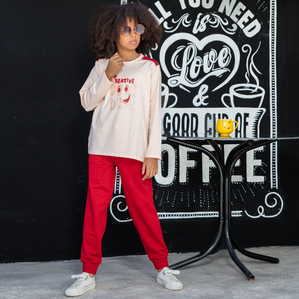 ست تیشرت آستین بلند وشلوار_کد:1002