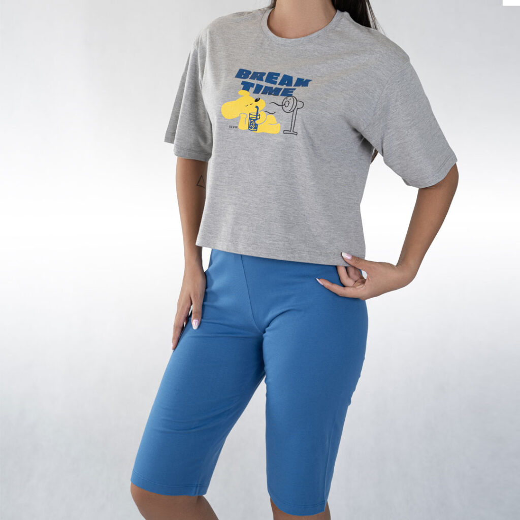 ست تیشرت لانگ و شلوارک زنانه_کد:8164