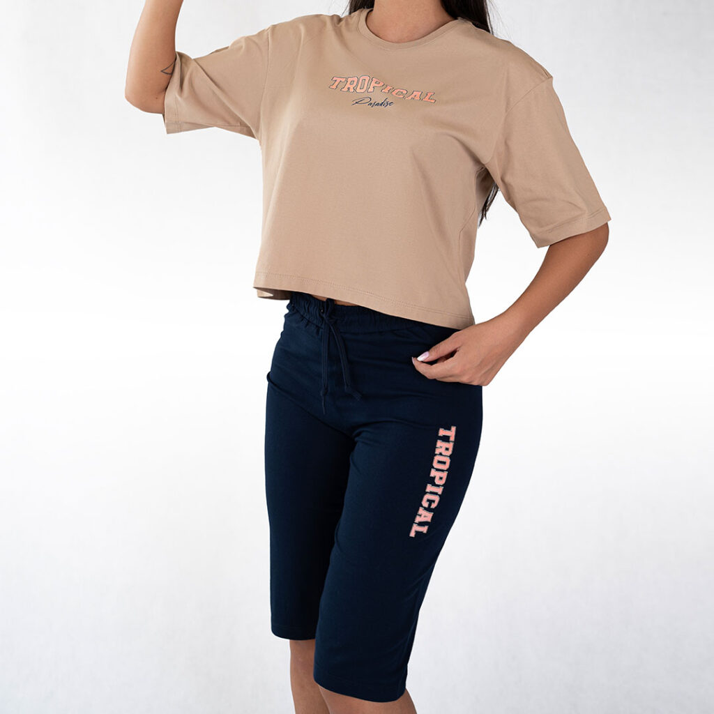 ست تیشرت لانگ و شلوارک زنانه_کد:8167