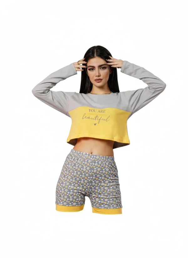 ست کراپ و شلوارک زنانه_کد:8014