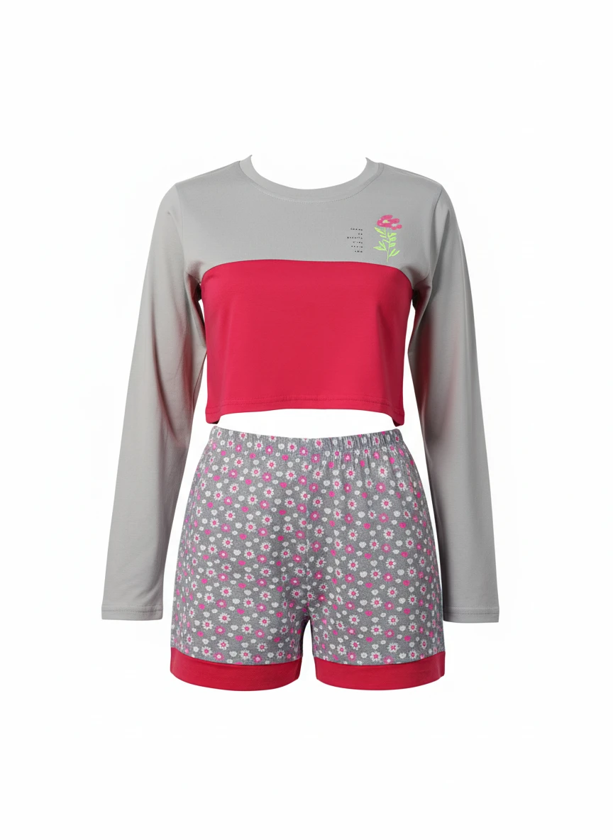 ست کراپ و شلوارک زنانه_کد:8013