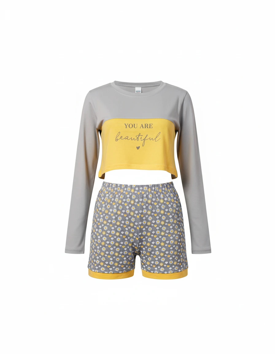 ست کراپ و شلوارک زنانه_کد:8014