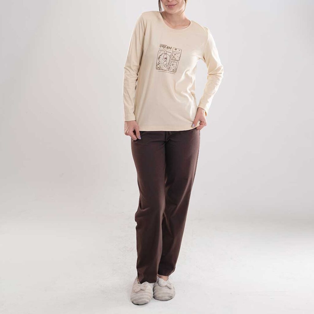 ست تیشرت آستین بلندو شلوار راسته زنانه_کد:6357