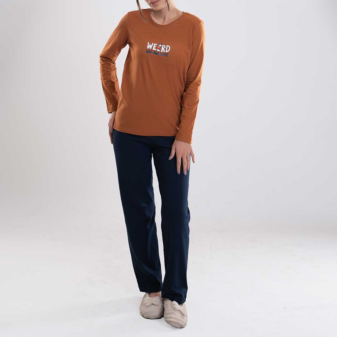 ست تیشرت آستین بلندو شلوار راسته زنانه_کد:6358