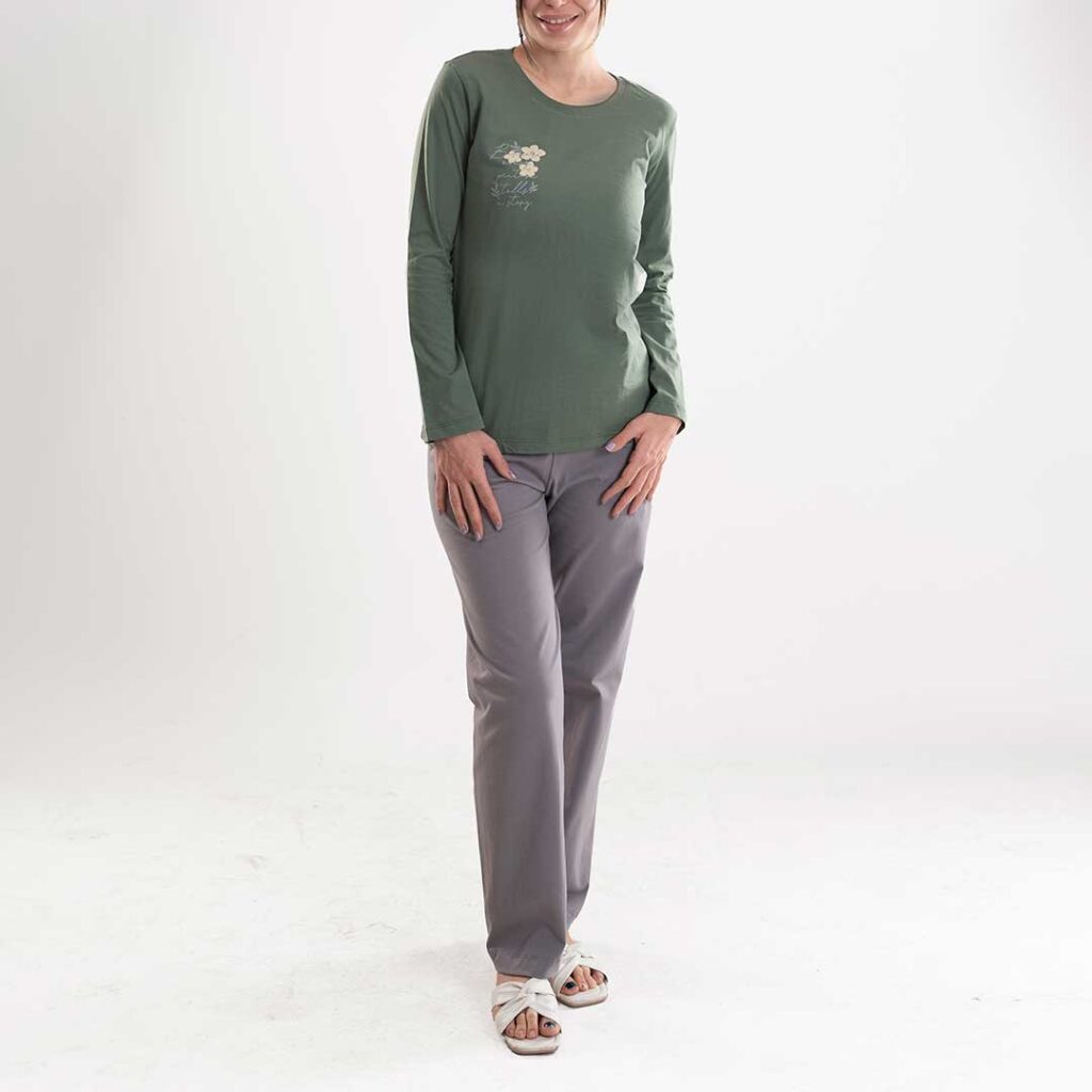 ست تیشرت آستین بلندو شلوار راسته زنانه_کد:6359