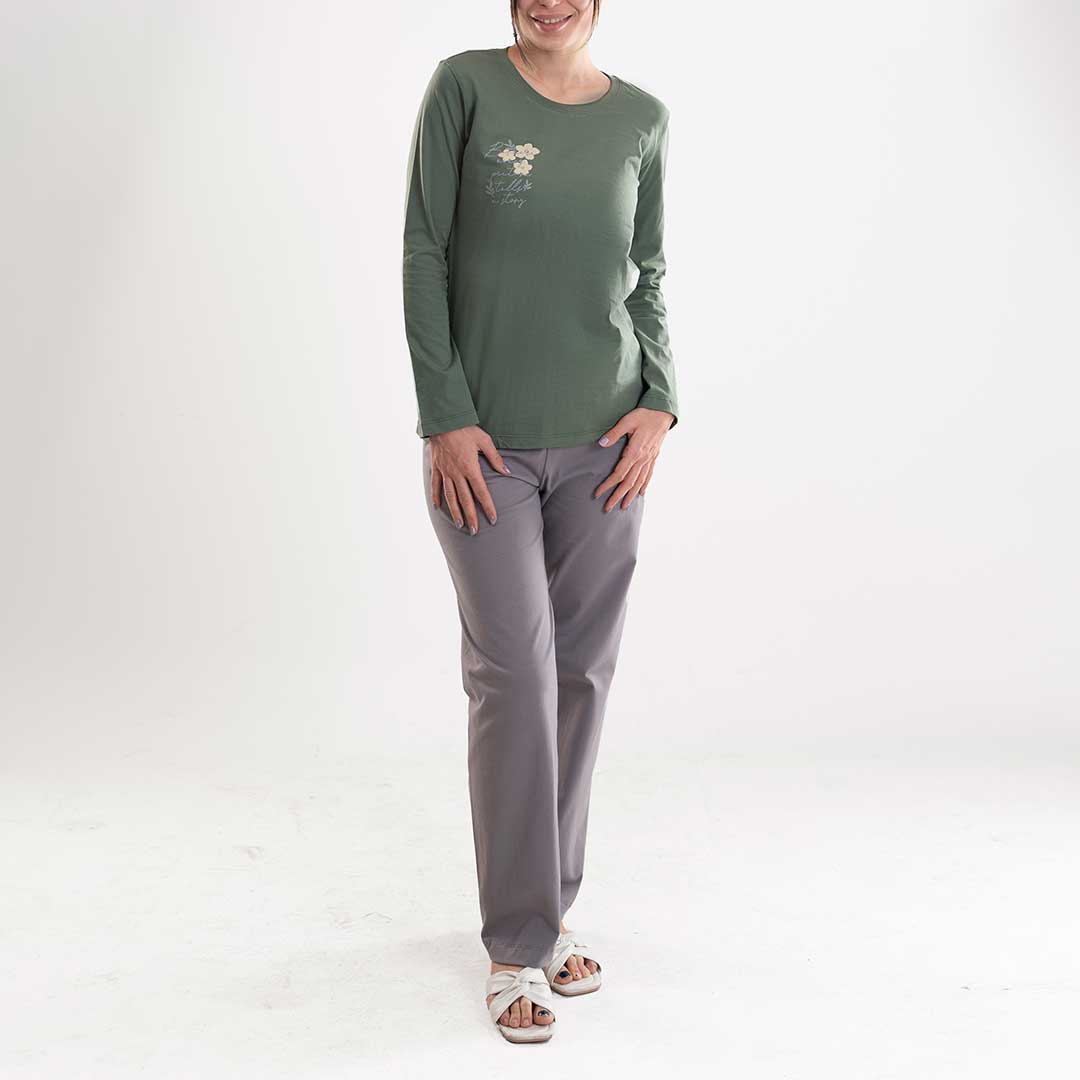 ست تیشرت آستین بلندو شلوار راسته زنانه_کد:6359